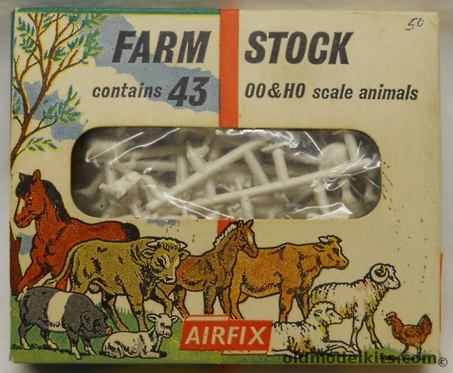 Airfix 1/87 Farm Stock - 43 Horses / Ponies / Bull / Cows / Calves / Pigs / Rams / Sheep / Sheep Dogs / Chickens - HO Scale, S4 plastic model kit